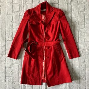 Cherry red Kenneth Cole trench coat size XS
